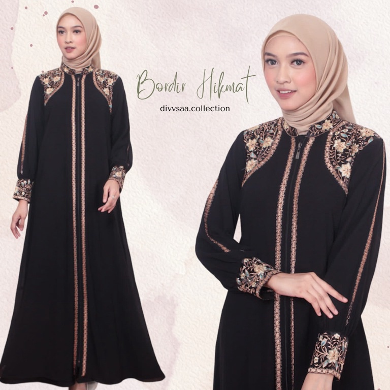 Top Produk GAMIS ABAYA TURKEY HITAM BUSUI BORDIR BUNGA TERBARU QUEEN 2 HIKMAT KW