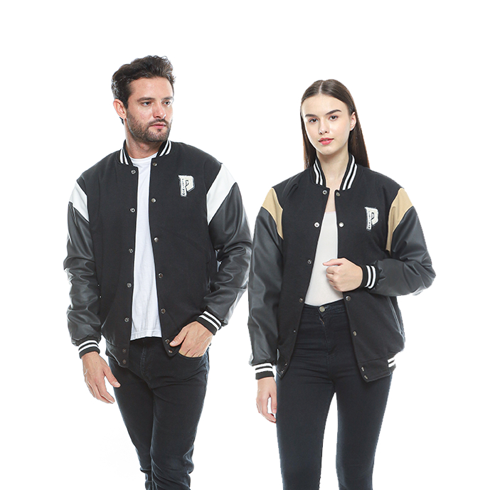 PLATINUM WORLD Jacket Varsity Full Bordir Outerwear Varsity Jacket Baseball Lengan Kulit Size / Ukur