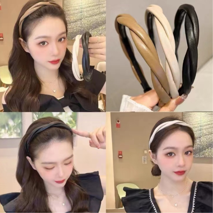 Bando Polos dan Bando Mutiara Pita Rambut Bandana Wanita / Anak Perempuan / Bando Kepang Tille Korea