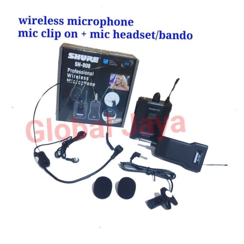 wireless mic jepit sh 808 mic jepit+ mic headset wireless sh808 mic clip on mic bando tanpa kabel mi