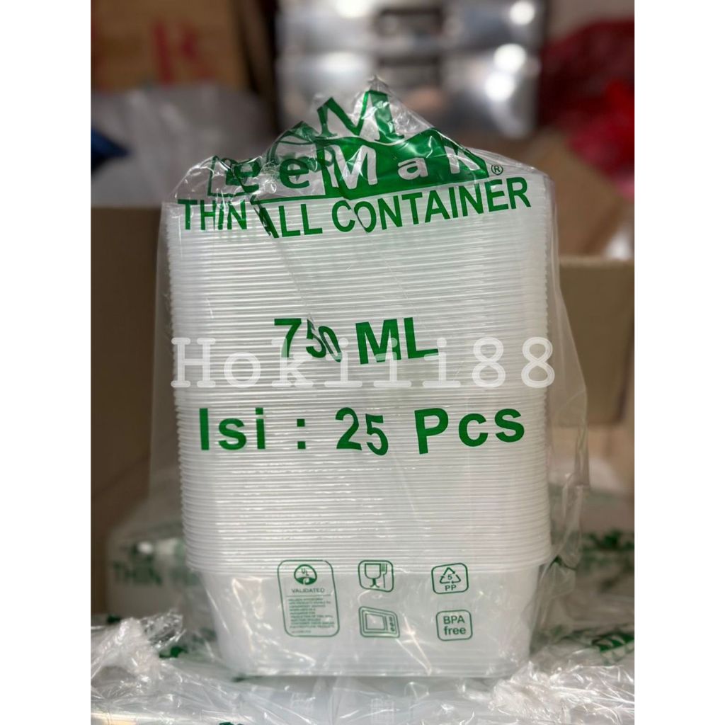 [25pcs] Kotak Thinwall DM 750ML/Lunch Box, Container Box / Kotak makanan / kotak nasi / kotak jualan