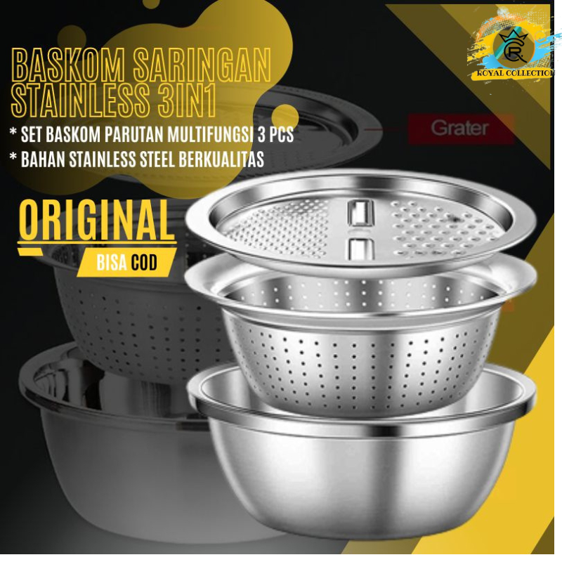 Baskom Stainless / Baskom Cuci Beras Stainless / Saringan Baskom Stainless / Baskom Bolong Stainless