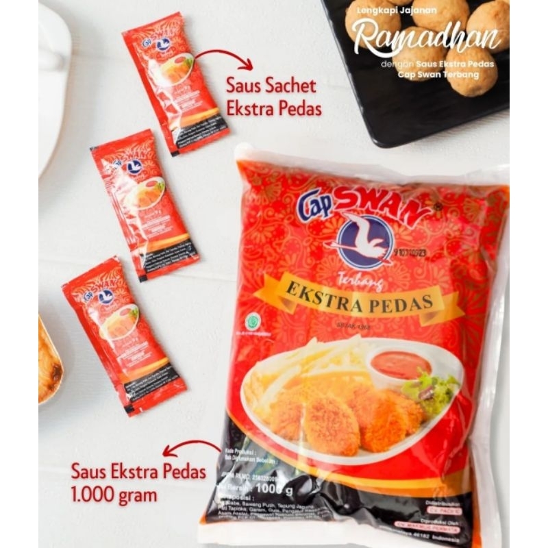 

Saos Sachet Extra Pedas isi 24pcs Cap Swan Terbang Enak Halal
