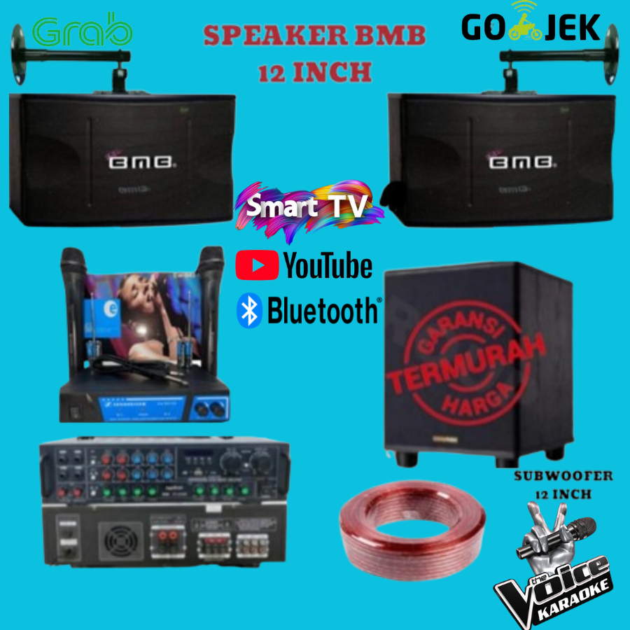 PAKET SOUND KARAOKE BMB 12 INCH PLUS SUBWOOFER 12 INCH PLUS SUBWOOFER FREE KABEL