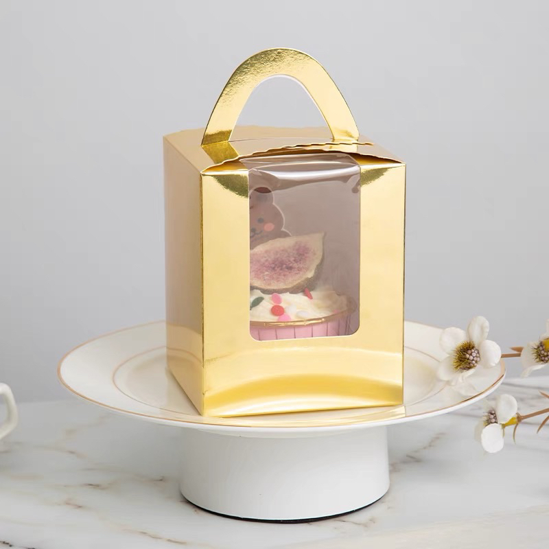 

Kemasan Kotak Cupcake muffin Foil gold / Box Tenteng Kue Emas / Tempat Dus Sekat Cake Handle / Kraft paper packaging / Hampers Gift Hadiah Souvenir / Ultah ulang tahun birthday acara wedding graduation