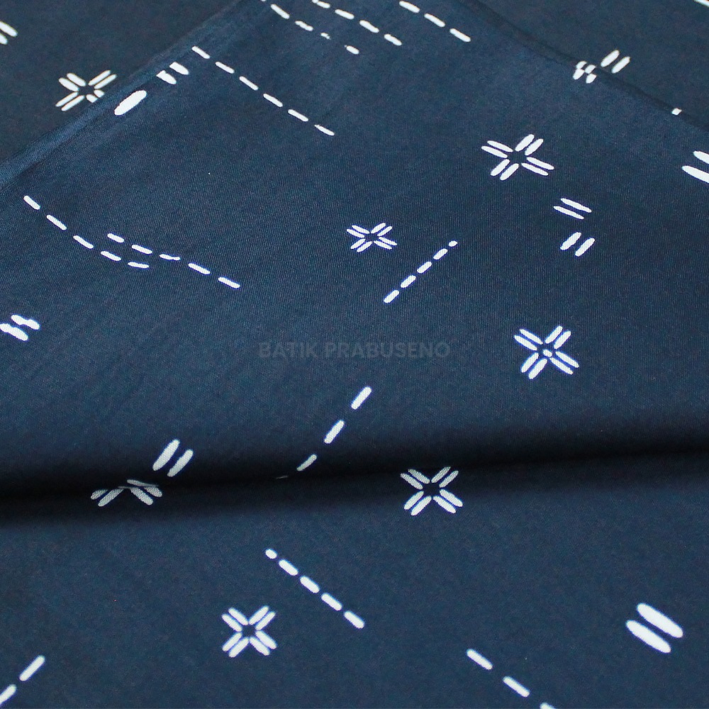 RAYAN BIRU DONGKER Navy Denim Kain Bahan Batik Solo Katun Prabuseno Premium Modern Warna Meteran Pri