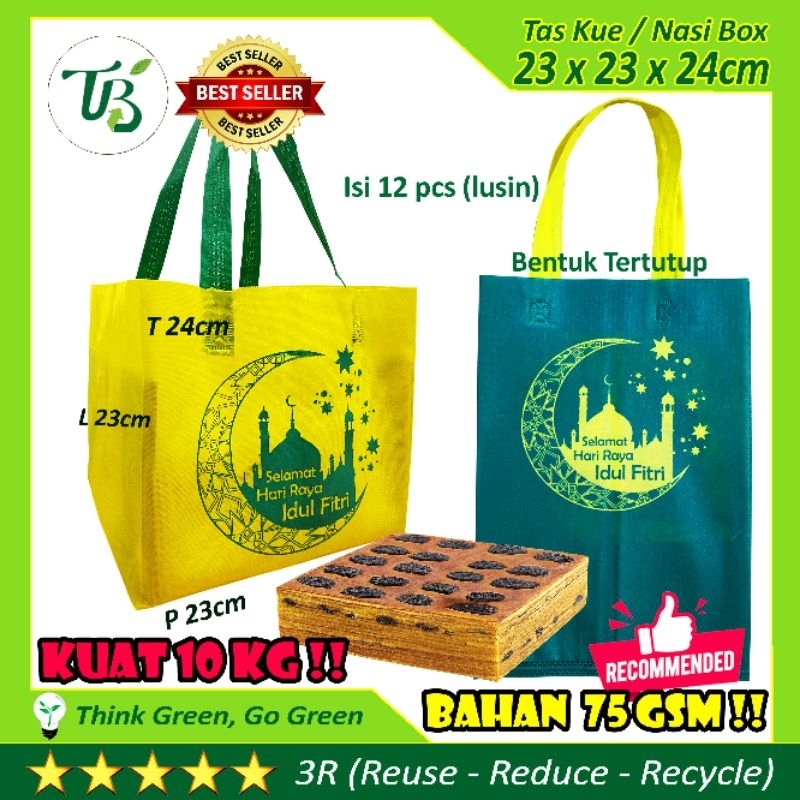 

Tas kue IDUL FITRI goodie bag Box P23xL23xT24 spunbond sembako lebaran