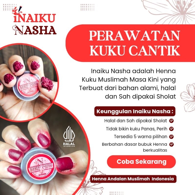 INAIKU NASHA/ HENNA KUKU / HENNA AWET 3 BULAN / INAI KUKU HALAL / Henna murah / nail Henna murah / H