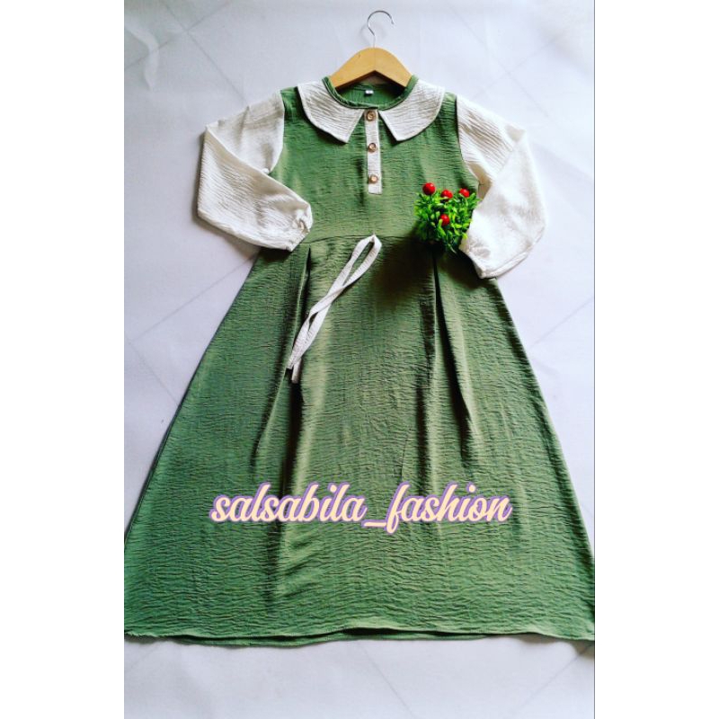 Gamis anak terbaru // gamis anak kombinasi putih // kringkel premium //
