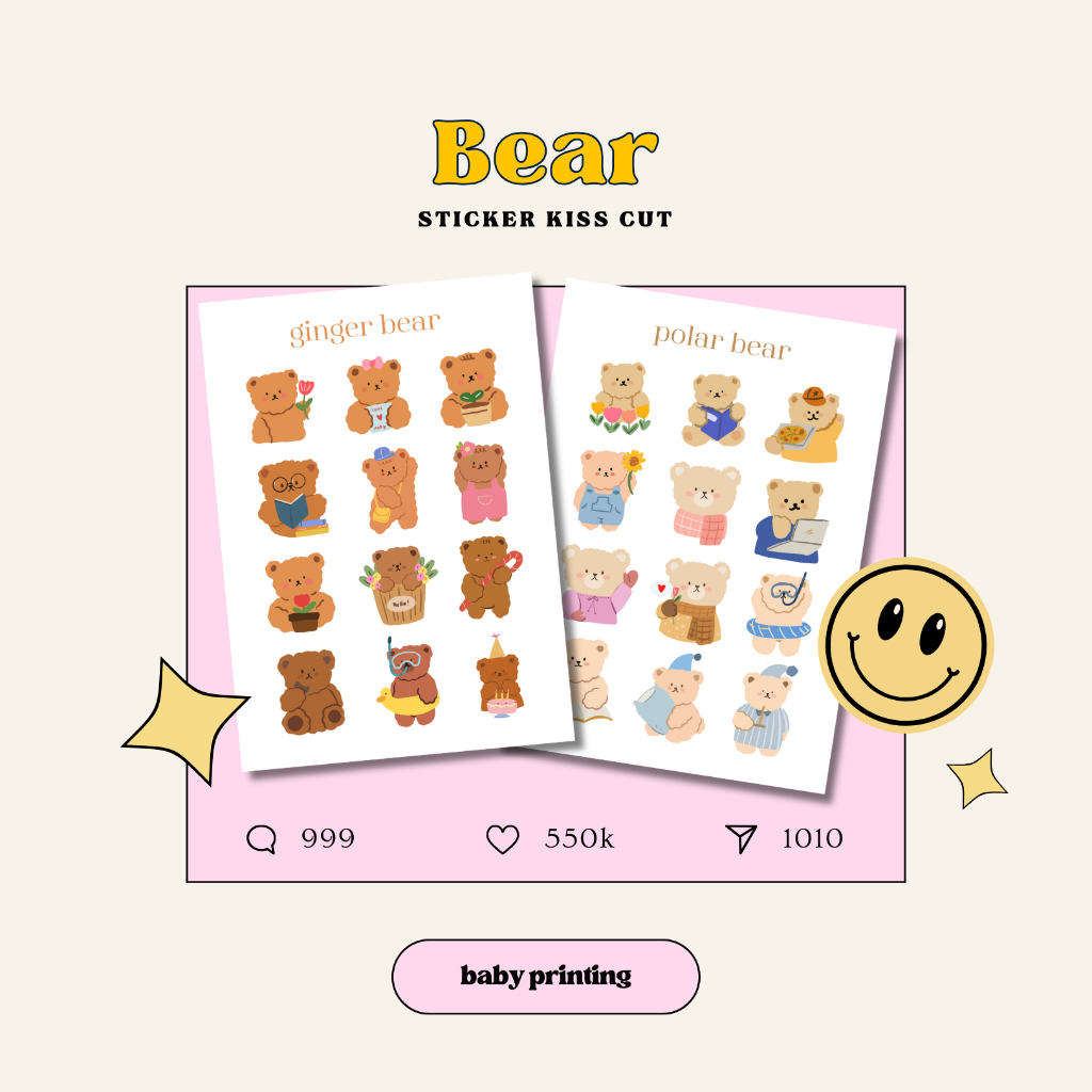 

Sticker Vinyl Kiss Cut - Bear [Deco Aesthetic Sticker]