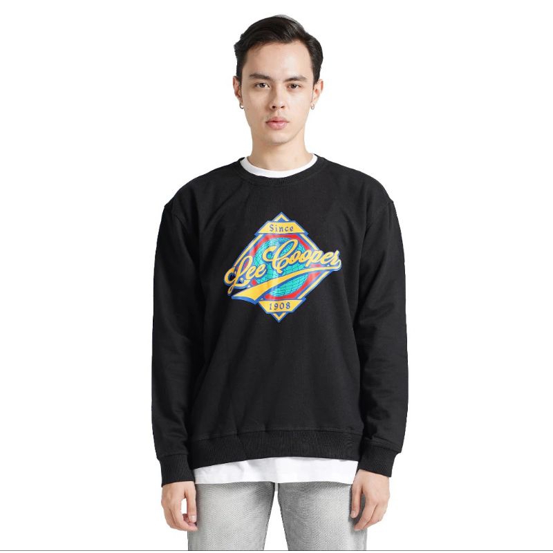 LEE COOPER SWEATER CREWNECK BLACK GLOBE / SWEATER HITAM KEREN - CREWNECK DISTRO PRIA