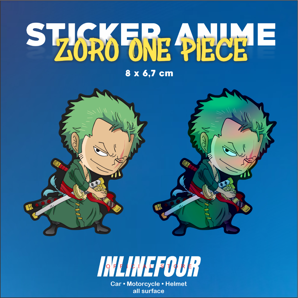 

Sticker Hologram Anime - Stiker One Piece Roronoa Zoro - Wibu Jepang - Untuk Laptop Case Hp Koper Helm