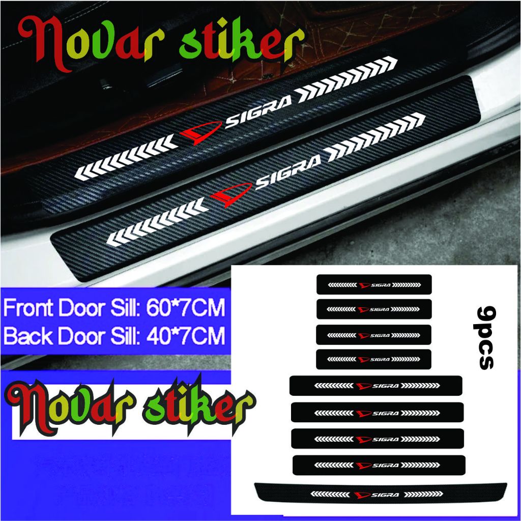 9pcs stiker carbon mobil sigra cutting stiker pelindung pintu pijakan kaki mobil daihatsu sigra stik