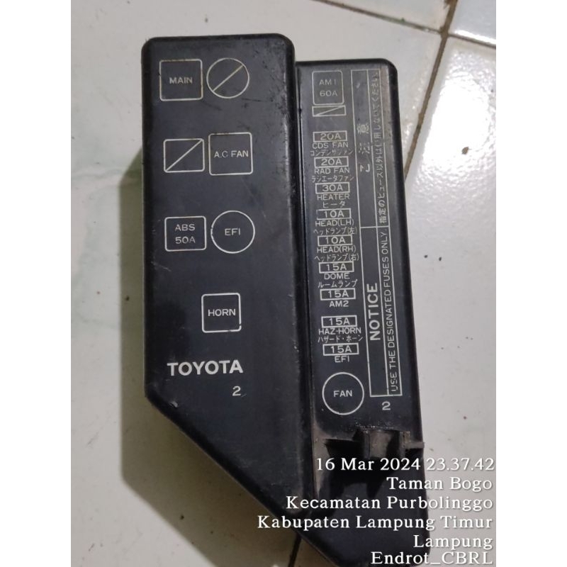 tutup box sekring Toyota Starlet ep 82 4efte