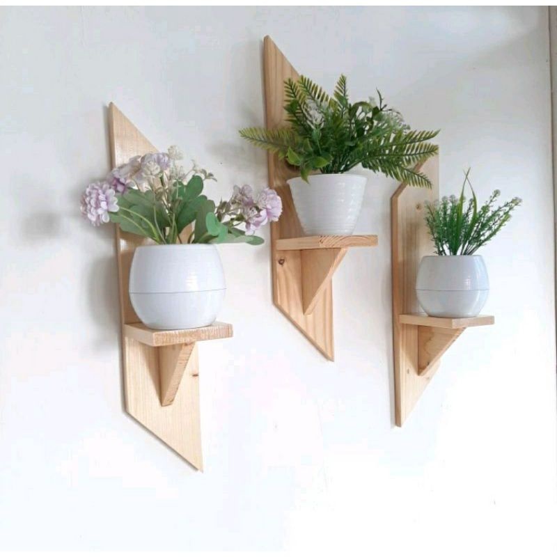 rak bunga tempel / rak hias tempel / Rak Bunga/Rak Tanaman Tempel Dinding Minimalis Bahan dari Kayu 