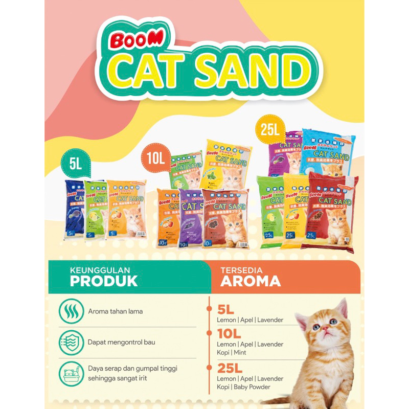 Pasir Kucing Cat Sand 5 Liter/Pasir Kucing Boom Wangi/5 Liter Pasir Kucing
