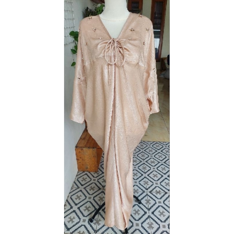 kaftan satin payet murah tali serut kaftan variasi