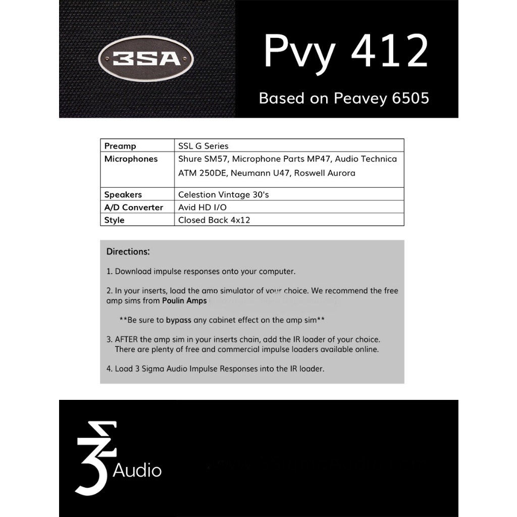 3 Sigma Audio - Peavey 6505 412 Cabinet Impulse Response Wav Kemper