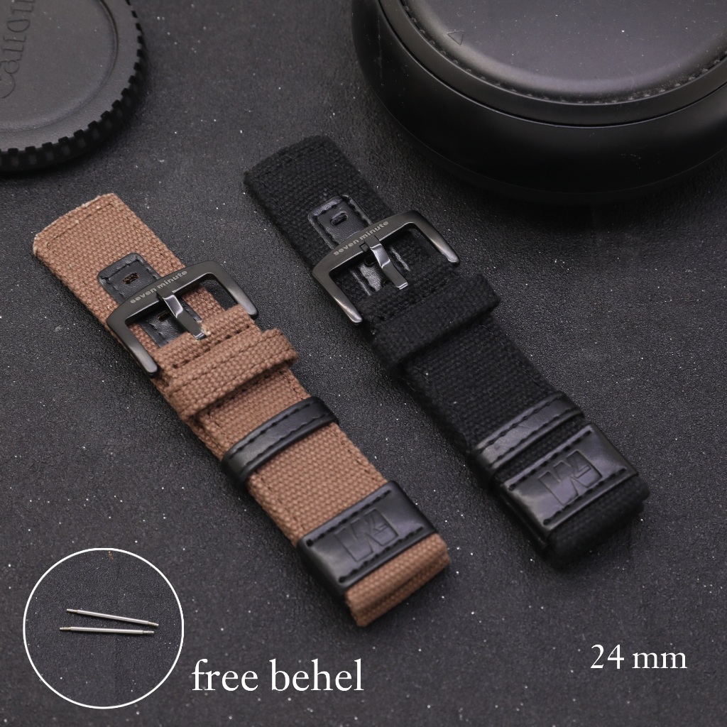 Strap Tali jam tangan kanvas kain 24 mm seven minute original