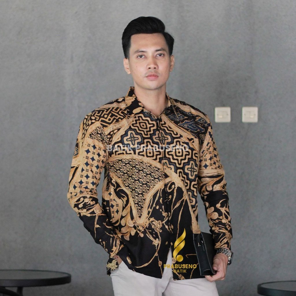 BATIK PRIA REGULER LENGAN PANJANG ORIGINAL BY BATIK PRABUSENO - MOTIF PANDITA DOBBY REGULER