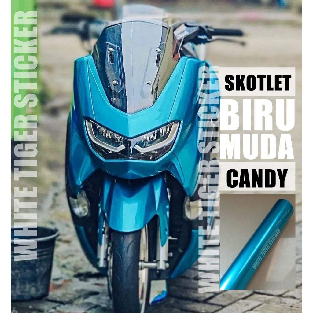 SKOTLET STIKER MOTOR BIRU MUDA METALIK CANDY SCOTLITE BIRU MUDA CANDY SKOTLET BIRU METALIK SKOTLET M