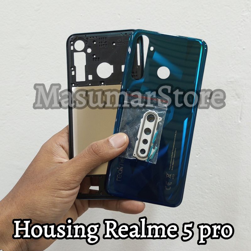 Back Casing housing Kesing cessing realme 5 pro fullset Tulang Bezel Bazel + backdoor Original
