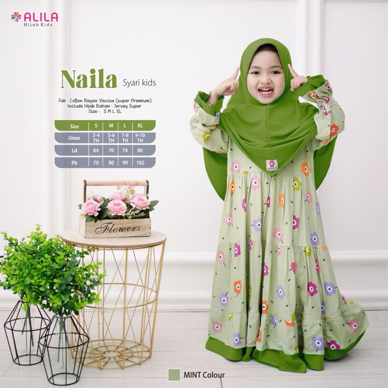 NAILA SYARI KIDS GAMIS DRESS SET HIJAB - ALILA