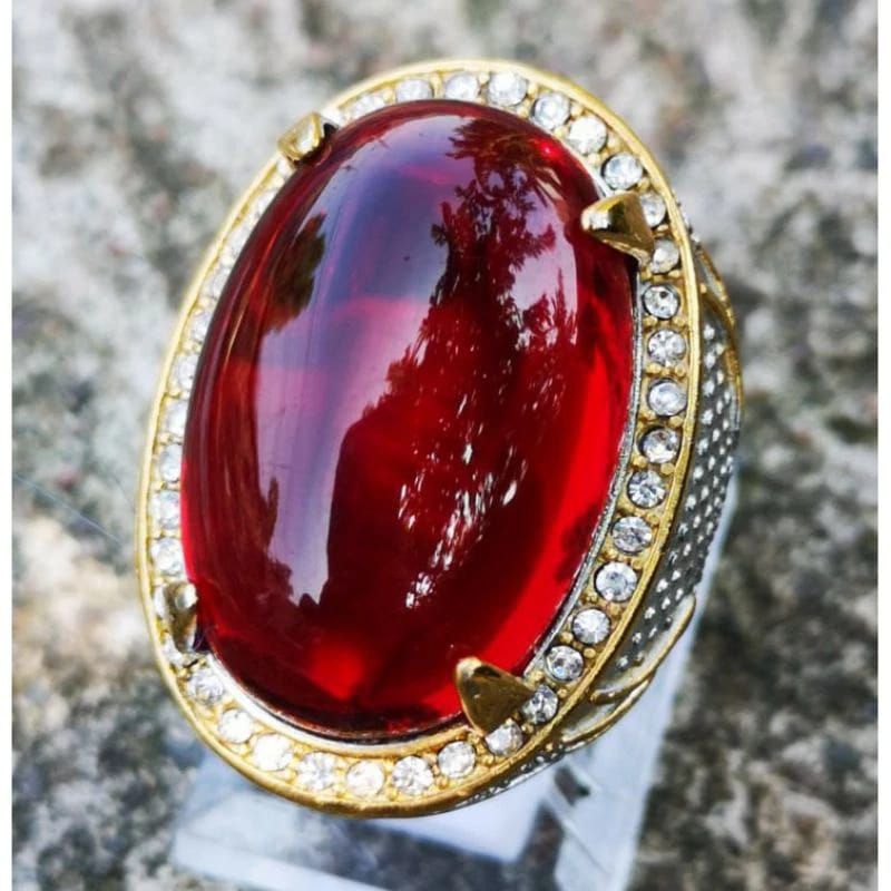Cincin Pria Batu Ruby Merah Jumbo