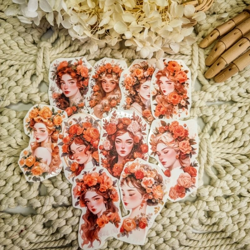 

Fantasy Orange Rose Girl Sticker