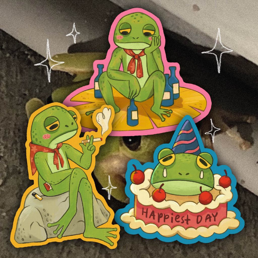 

[Hari Hari Una] DOOMED FROGGY die cut sticker