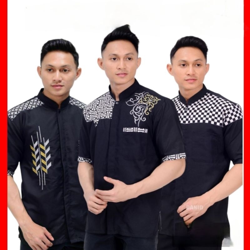 Baju Koko Dewasa Lengan Pendek Warna Hitam