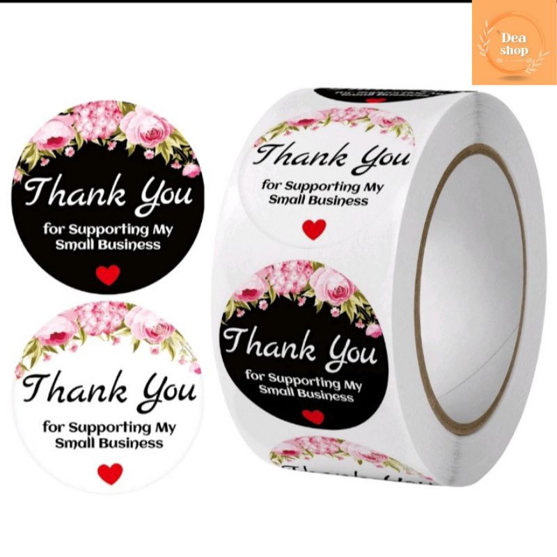 

stiker thank you hitam putih isi 100