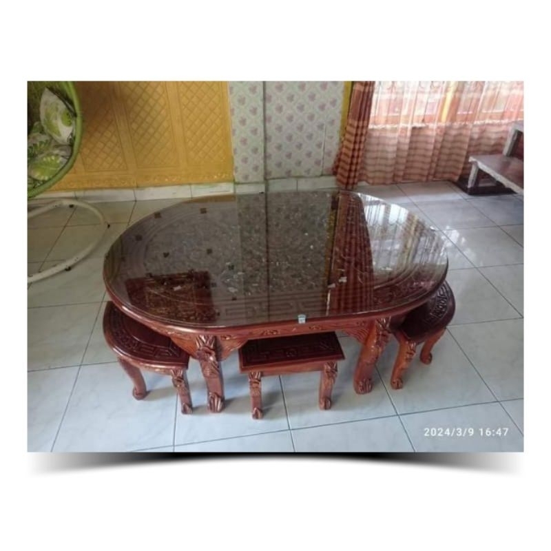 Meja lesehan meja osin ukir Jepara kayu jati