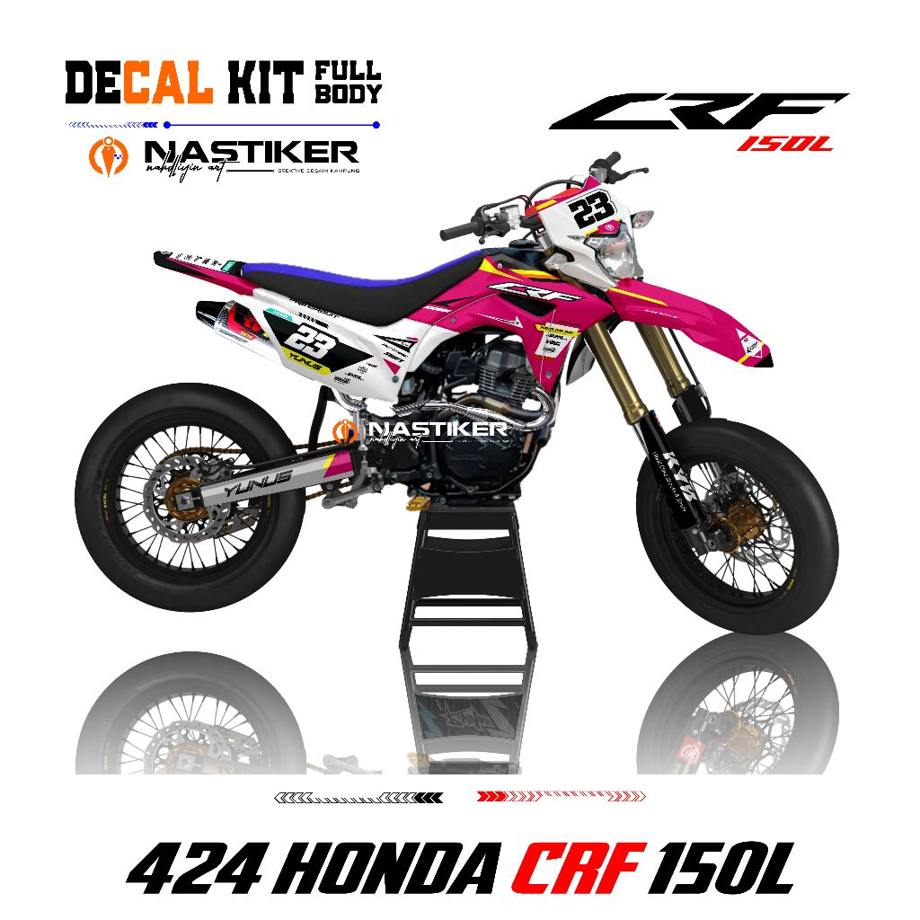 decal crf 150l pink putih - stiker decal crf fullbody bisa reques desain