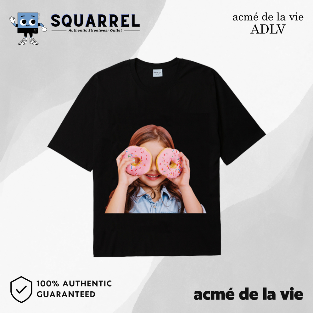 acmé de la vie (ADLV) Baby Face Girl Donut 3 Short-Sleeve Black Tee