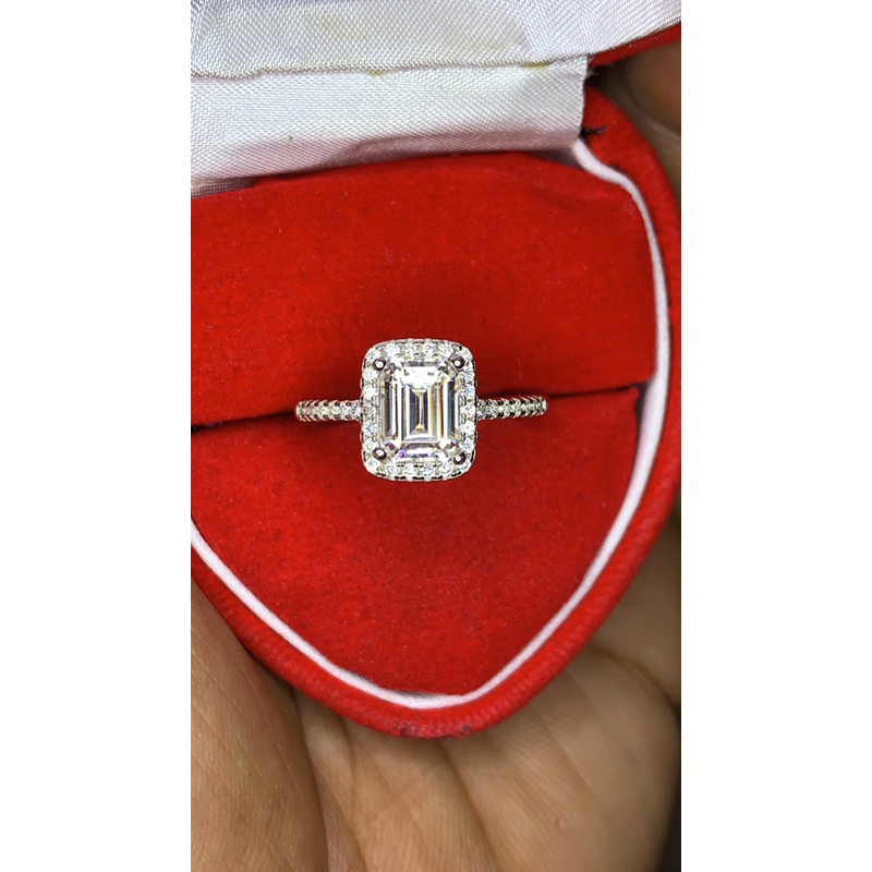 Moissanite GRA emerald cut ring silver serti GRA 2ct |moissanite |moissaniteGRA |moissanitememeraldc