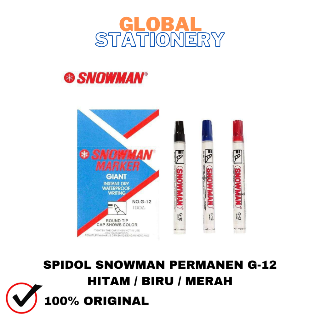 

SPIDOL MARKER SNOWMAN PERMANEN G-12 HITAM / BIRU / MERAH