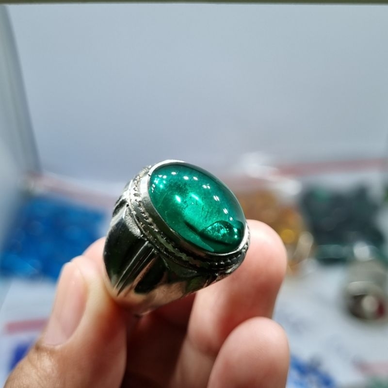 cincin batu akik green obsidian