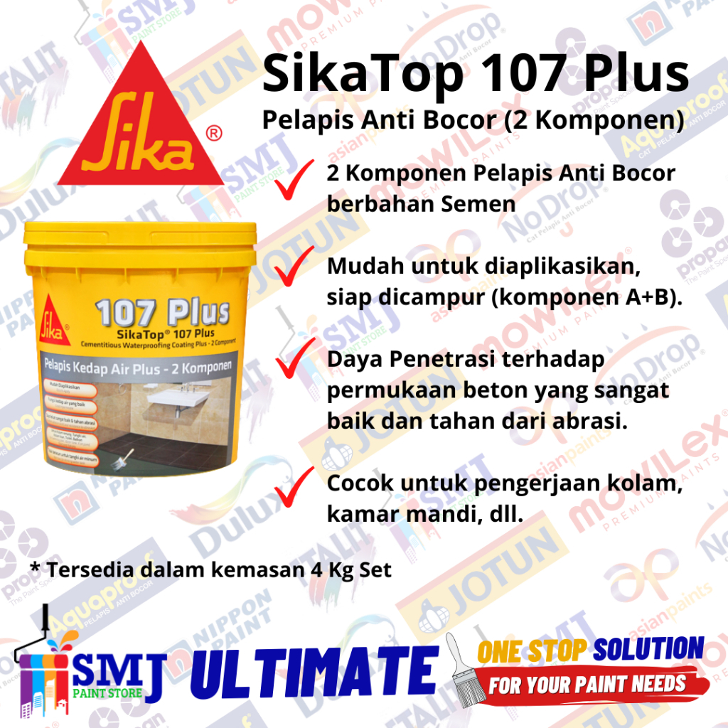 Semen Waterproofing Sikatop 107 (A+B) Ukuran 3kg+1L (4kg)