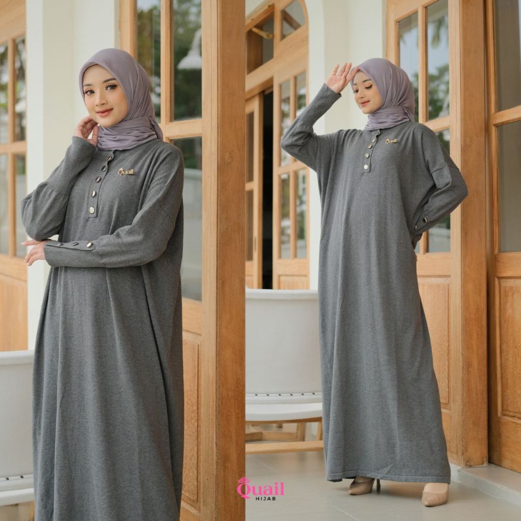 Gamis Knit Premium ESMIRA Quail Original Standar Jumbo Busui Friendly Terbaru