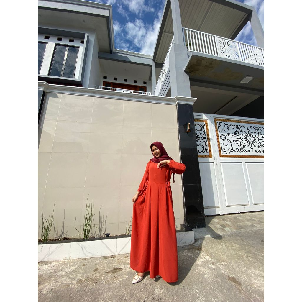 GAMIS NIKITA CRINKLE AIRFLOW TERBARU LD 110CM PB 130-TERACOTA