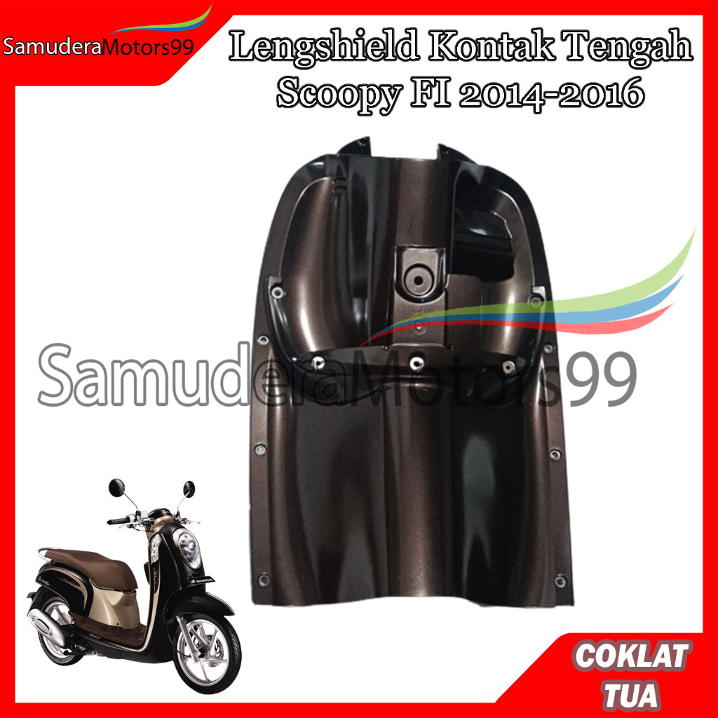 Cover Legshield Kontak Tengah Honda Scoopy FI 2013-2016 Cokelat Tua