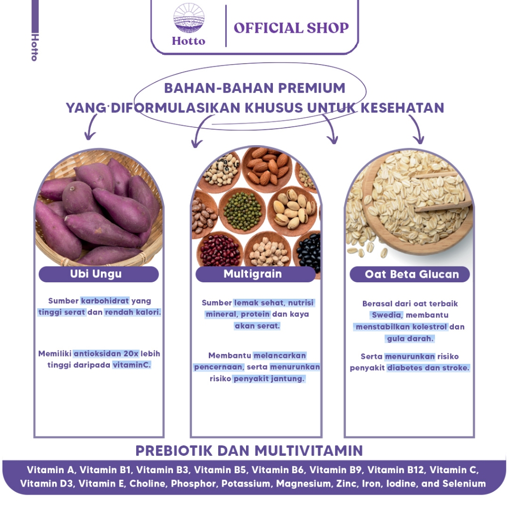 Hotto Purto Multigrain with Purple Potato 1 Pouch - 16 Sachet Image 3
