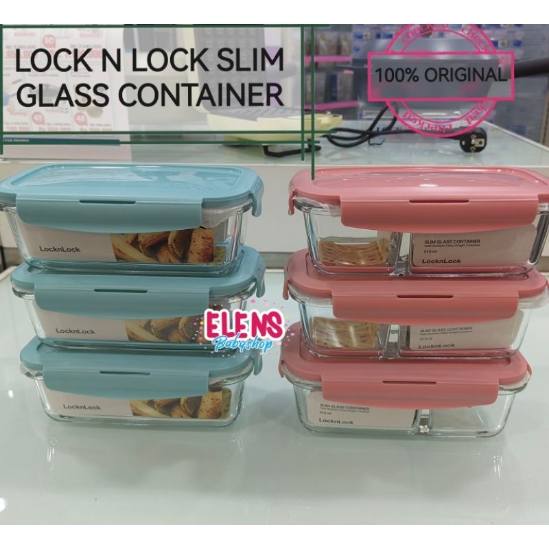 Lock n Lock glass container kotak makan kaca sekat anti tumpah