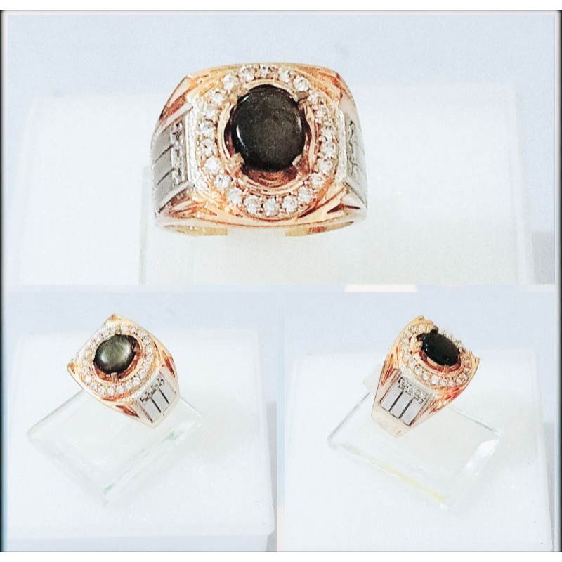 Cincin Batu Natural Black Star Safir