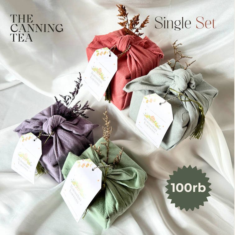 

Single Set - Hampers Lebaran 2024 - Hampers Teh - 10 pyramid teabags - furoshiki