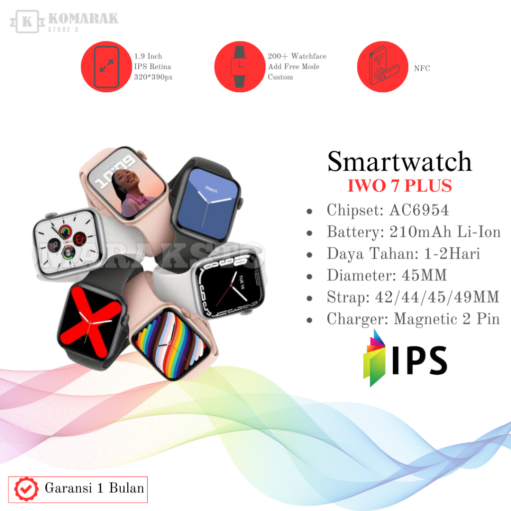 [CUCI GUDANG] Smartwatch IWO 7 PLUS Komarakstore