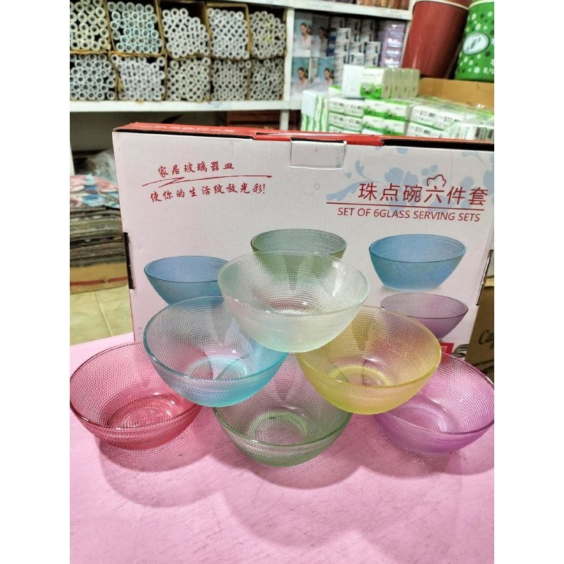 MANGKOK KACA WARNA/MANGKOK BELING WARNA 6 SET 168 MANGKOK KECIL KACA BELING MANGKOK SAMBAL