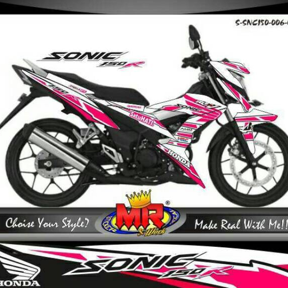 Decal Premium Honda Sonic 150 R putih pink Stiker Sticker Sonic 150R semi full v.1 04 spec A