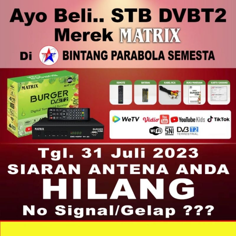set top box dvbt2 matrix hijau burger siaran tv digital